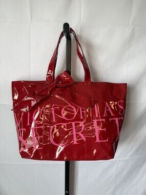 Victoria's Secret Red Patent Vinyl Bow Tote